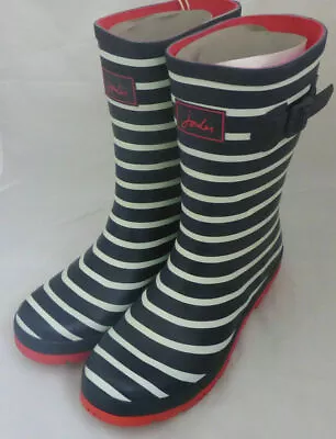 Joules Molly Welly French Navy Stripe Mid Height Wellingtons Wellies Sz 5 202845 • $60