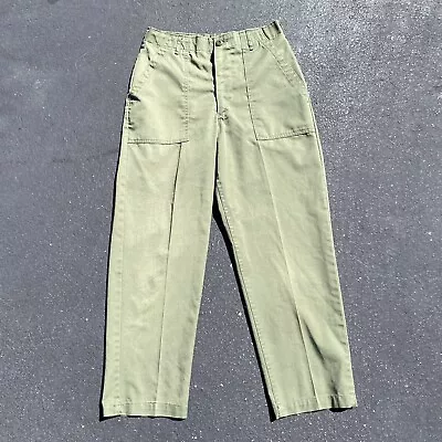 VTG 1980s OG 507 Military Fatigue Pants 30x28 Army Green Utility Trousers • $40