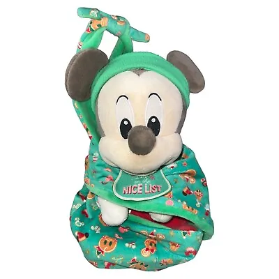 Disney Parks Swaddle Christmas Mickey Blanket Babies Plush 10” Gingerbread • $20.99