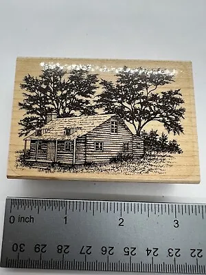 D5 Stampscapes Rubber Stamp  Country Cabin Trees Scene • $7.50