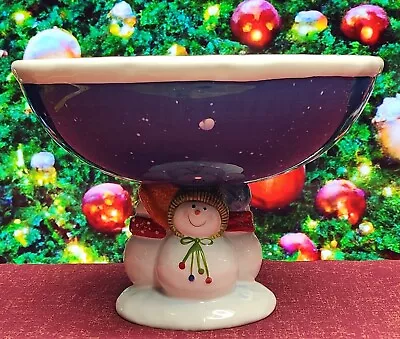 St. Nicholas Square SNOW DAYS 10.75  Pedestal Snowman  Bowl Centerpiece • $29.99