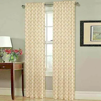 £44.64 • Buy Homewear Olivia Rod-Pocket Beige Gold Window Curtain Panel Pair 54 W X 84 L