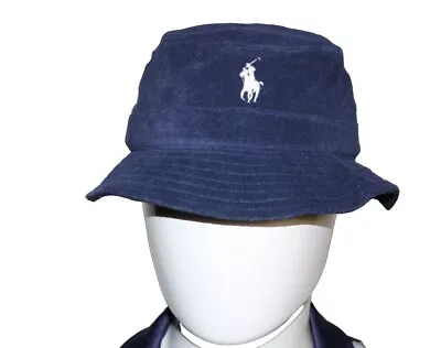 Polo Ralph Lauren Navy Cotton Stretch Terry Bucket Hat L28205 Mens Size S/M • $29.99