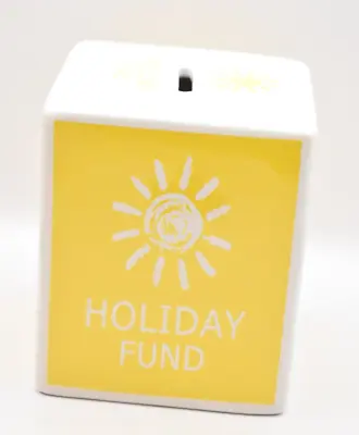 Novelty Holiday Fund Yellow And White Money Box Piggy Bank Coin Bank • £10.95