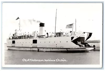1947 City Of Cheboygan Ferry Boat Mackinaw Michigan MI RPPC Photo Postcard • $19.97