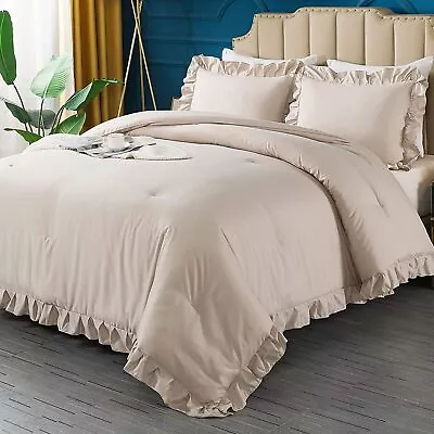 Andency White Comforter Queen Set(90x90Inch) 3 Pieces(1 Ruffle Comforter And 2  • $104.39