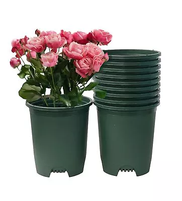 3 Gallon Plastic Nursery Pots  With Holes For Plant Cage Green 10-Pack • $49.99