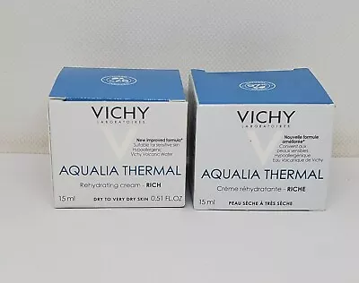 2X Vichy Aqualia Thermal Rehydrating Cream Rich 15mL/0.51 Oz Each Travel Size • $9.99