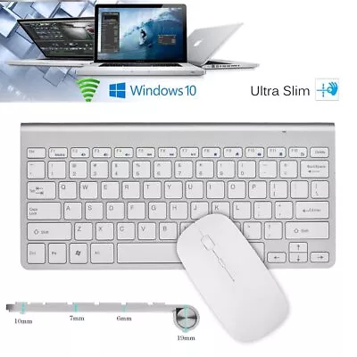 Upgraded Slim Wireless Keyboard & Mouse Receiver For IMac IPad Tablet PC • £17.99