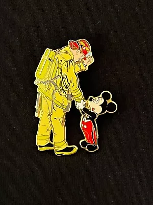 Disney Pin: FIREFIGHTER * MICKEY MOUSE * SHAKING HANDS * FIREMAN * TRADING PIN • $24.99