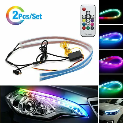2 PCS 60cm LED DRL Light Sequential Flexible Turn Signal Strip For Headlight • $15.19