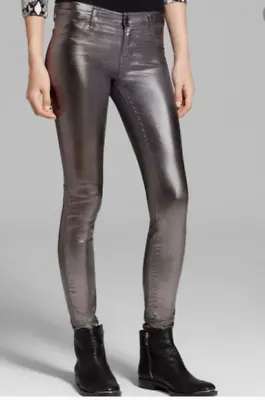 J Brand Super Skinny Jeans Galactic Pewter Shiny Stretch Jeans Women's Size 26 • $39.99