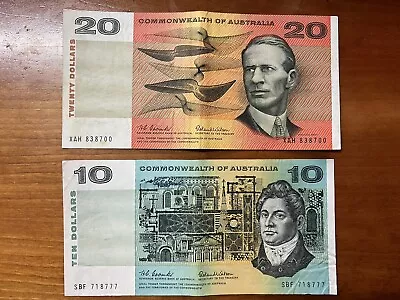 Australian Paper Bank Notes $20 $10 • $80