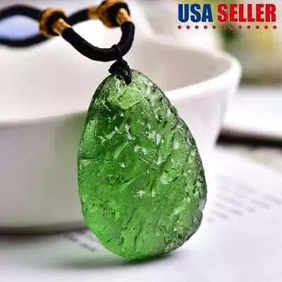 Natural Green Crystal Pendant Gem Moldavite Meteorite Impact Glass Necklace NEW • $7.99