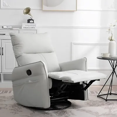 Manual Swivel Rocking Chair 360 Nursery Glider Chair PU Faux Leather Upholstered • $306.89