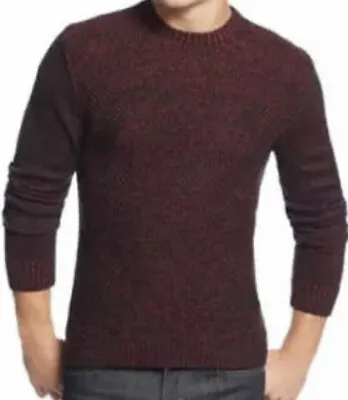 New $85 Alfani Men's Oliver Marled Loose Knit Sweater Crimson Red/Black Fits L • $34.95