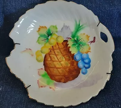 Vintage Ucagco China Hand Painted Leaf Shape Pinapple  9in Plate • $10