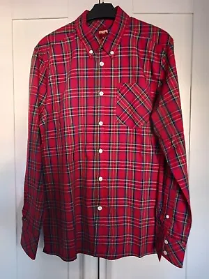 Merc London Neddy Red Check Button Down Shirt Medium Slim Fit Mod Free P&P! • £14.75