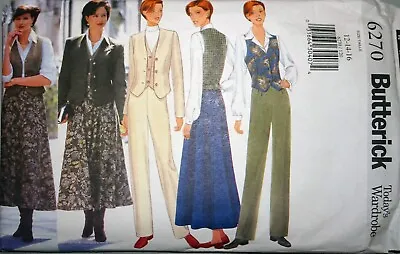 Sewing Pattern Butterick 6270 Jacket Waistcoat Skirt Trousers Size 12-14-16 • £7.50