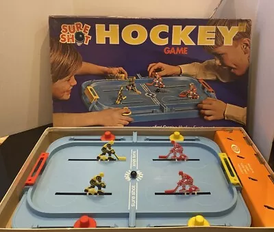 VTG 1970 Sure Shot Hockey IDEAL Action Game Works Missing 1 Hockey Stick • $28.53