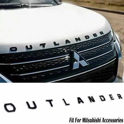 Front Hood Emblem For Mitsubishi Outlander Badge Nameplate Letter Gloss Black US • $15.59