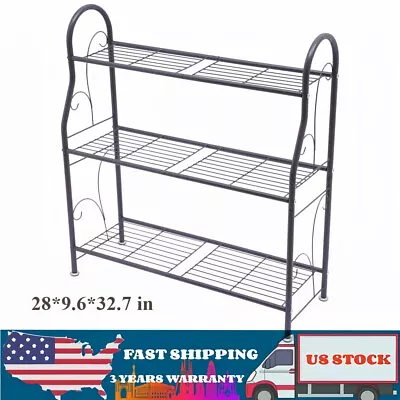 3 Tier Metal Plant Stand Garden Decor Plant Holder Flower Pot Shelf Rack Black • $23.50