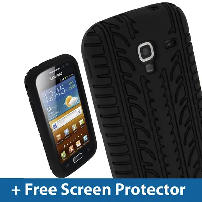 £2.59 • Buy Black Silicone Tyre Skin For Samsung Galaxy Ace 2 I8160 Android Case Cover Shell