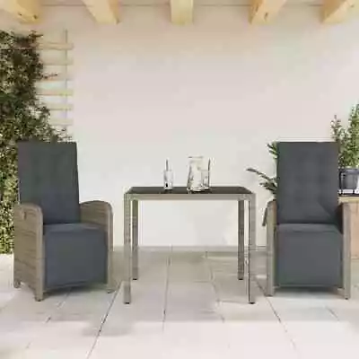 7 Piece Garden Dining Set With Cushions Grey Poly Rattan VidaXL • £333.99