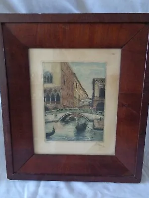 Venice Framed Colorized Etching By Kalle Artturi Havas Signed • $34.99