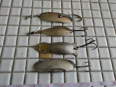 4 Vintage Silver Casting. Trolling Spoons Pflueger Sur-katch Used Decades Old • $3.78