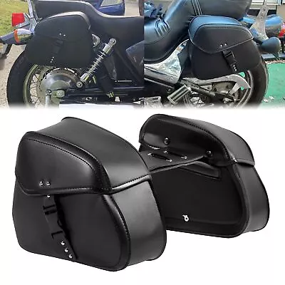 Motorcycle PU Leather Saddle Bags For Kawasaki VN Vulcan 500 750 800 900 1700 • $65.99