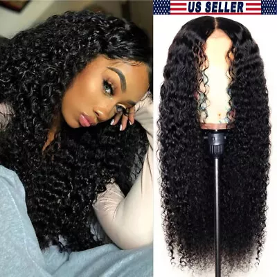 Deep Wave V U Part Wig Human Hair Glueless Wig Human Hair Brazilian Curly Wigs • $19.25