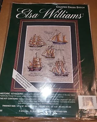 Elsa Williams 02105 Historic Voyagers Counted Cross Stitch Kit Sail Boats • $34.89