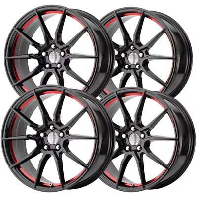 (Set Of 4) Replica PR193 GT350 20x9 5x4.5  +30mm Black/Red Stripe Wheels Rims • $1031.96