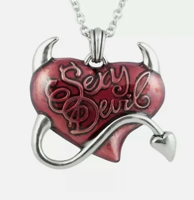 Sexy Devil Heart Pendant Necklace Pewter Love Horns Punk Halloween Christmas 873 • £5.95
