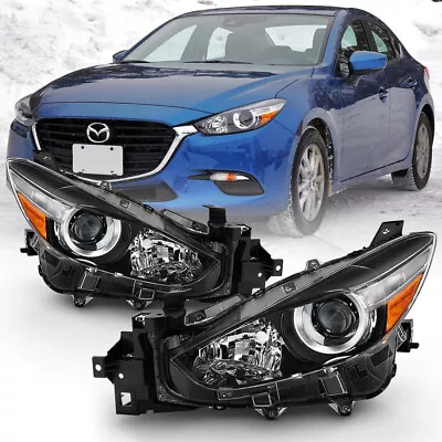 17-18 Mazda 3 Mazda3 Halogen Model Upgrade Projector Headlight Black Left+Right • $279.95