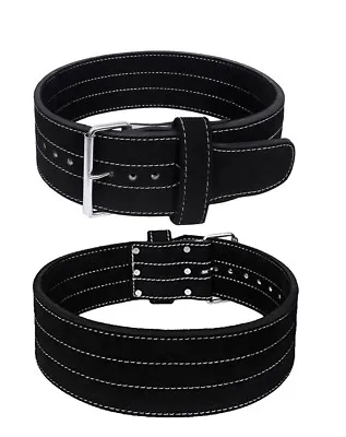 £8.99 • Buy Leather Weight Lifting Belt 10mm Power Lifting Nubuck Belt Single Prong Black