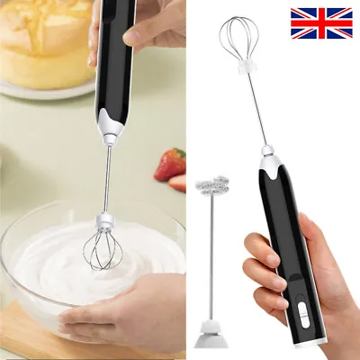 Milk Coffee Frother USB Electric Whisk Egg Beater Handheld Drink Frappe Mixer UK • £7.59