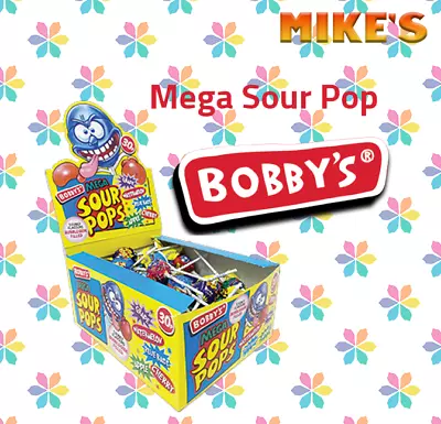 Bobby's Mega Sour Lollipops Bubblegum Filled 55 X Lollies Pops 21g Each • £18.99