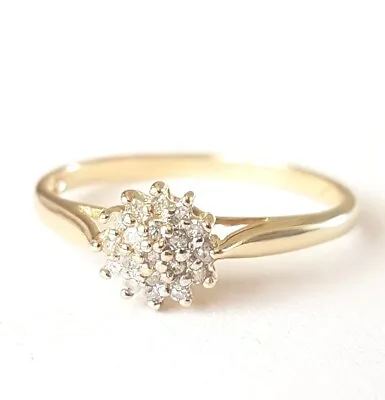 Stunning Solid 9ct Gold Diamond Cluster Ring. Size N. Yellow Gold. 375. 9K • $195