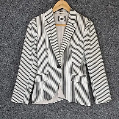 Zara Womens Blazer Jacket Size XS Blue White Striped • $24.95