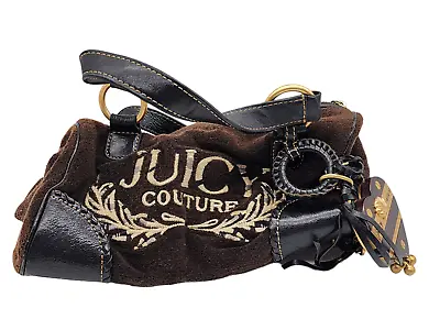 $54.98 • Buy Vintage Y2K Juicy Couture Velour Shoulder Bag Handbag W/ Charms Brown Purse