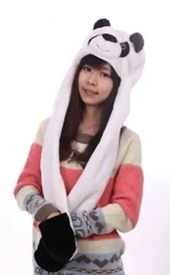 $9.99 • Buy Panda Bear Party Halloween Costume Animal Plush 3in1 Hat Scarf Mitten