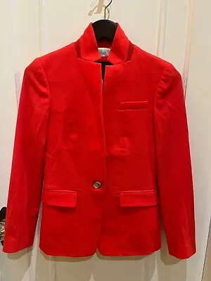 J Crew Regent Blazer Jacket Womens Size 0 Red Flannel Wool Holiday Christmas • $35