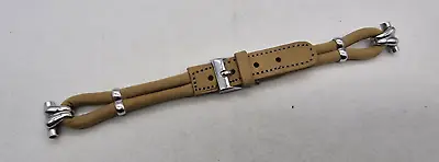 Nos Olive Leather Cocktail Rope Watch Strap Chrome Buckle /h054 • £10