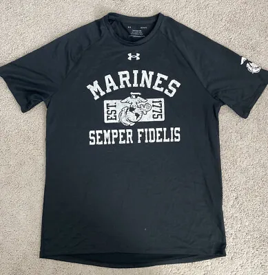 Under Armour US Marines Semper Fidelis Tech Tee Shirt Men’s Size Large Black EUC • $21.99