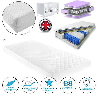 BABY COT BED TODDLER QUILTED MATTRESS COT BED POCKET SPRUNG MATTRESS All Sizes • £46.99