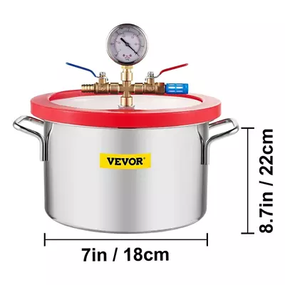 Stainless Steel Vacuum Chamber 1.5-5 Gallon Vacuum Degassing Chamber Glass Lid • $107.09