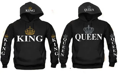  King And Queen Couple Matching Funny Cute Hood Pull Over • $24.95