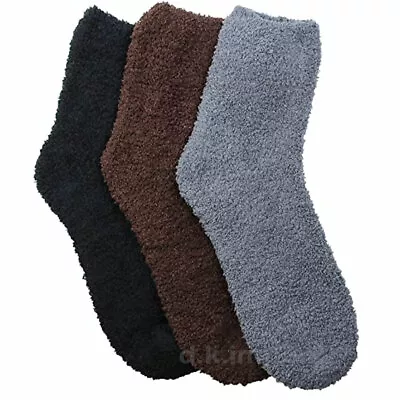 3 Pack  Men’s Women Soft Winter Slipper Socks Soft Hospital Lounge Crew Socks  • $9.45